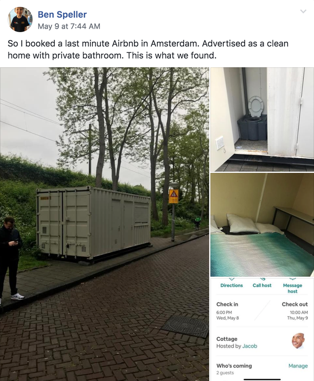 Illustration for article titled 'Clean Home' With 'Private Bathroom' on Airbnb Just a Roadside Shipping Container, Guest Says